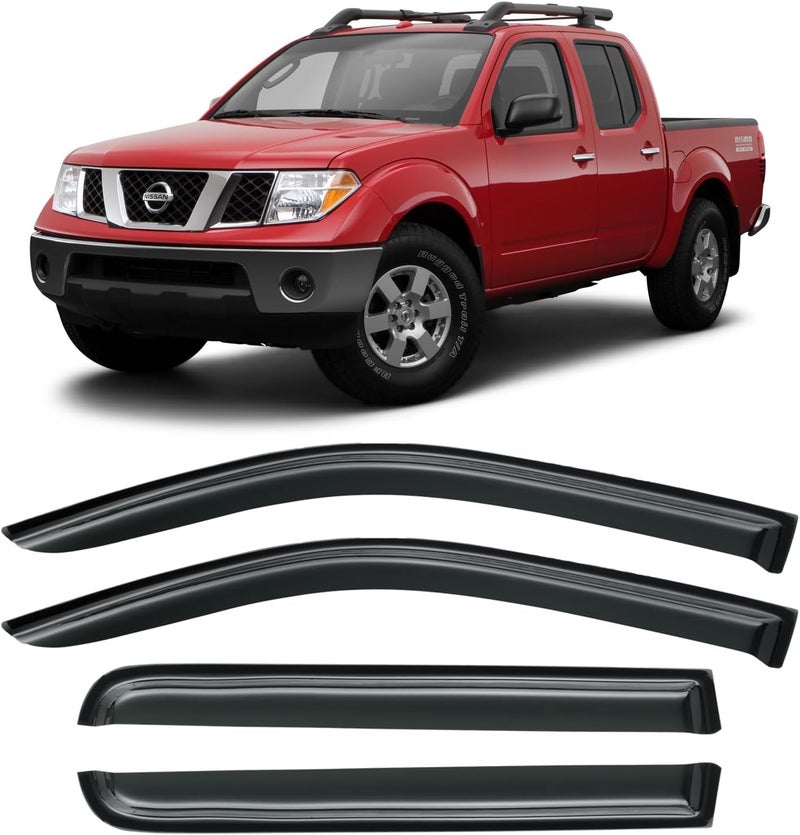 Cxdar Window Visors Rain Guards for 2005-2021 Nissan Frontier Crew Cab, Window Vent Wind Deflectors Shades for 2009-2013 Suzuki Equator Crew - Image 1